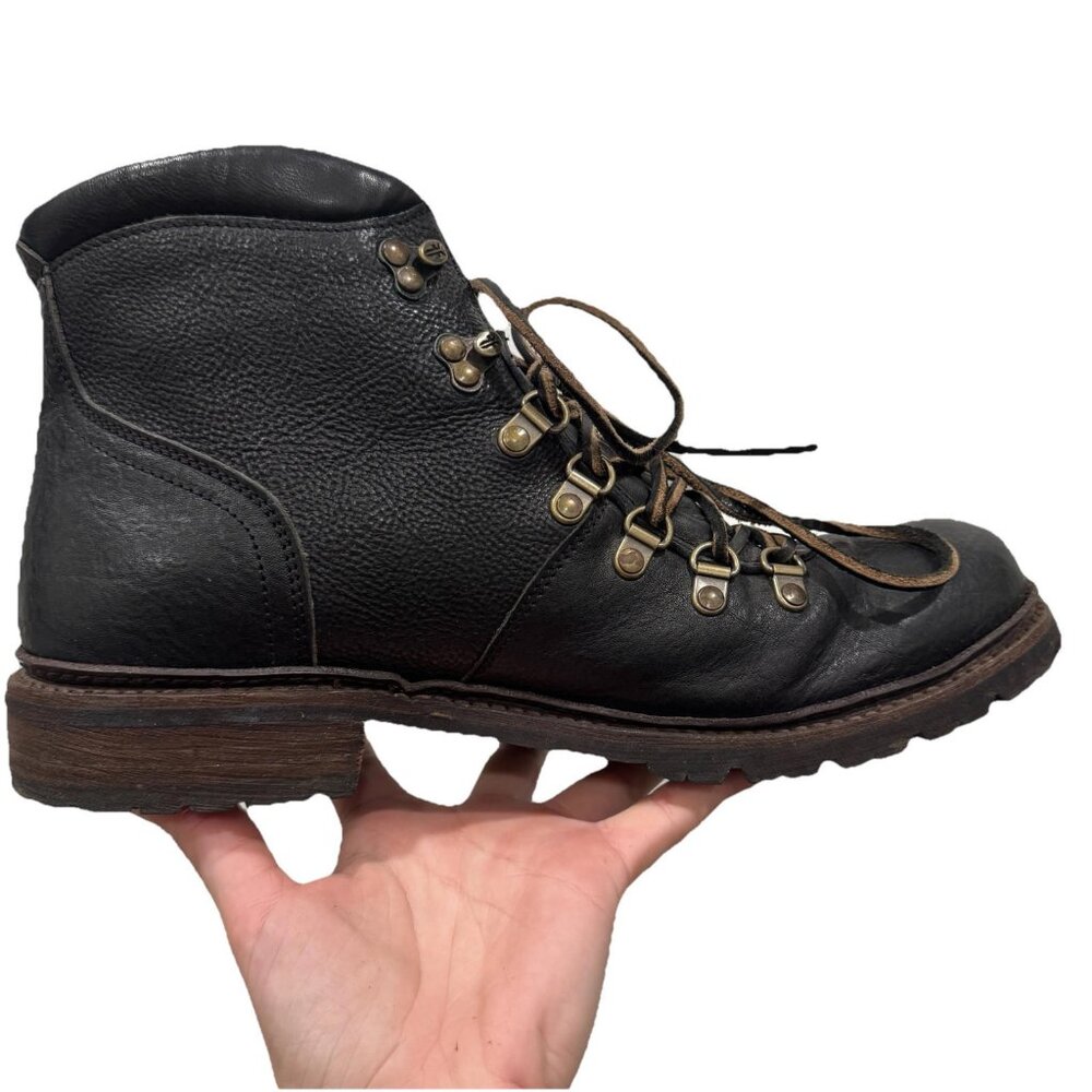 Men's Black Leather Lace-Up Hiking Boot